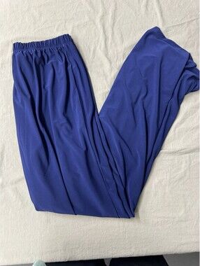 Slinky Brand Pants Womens SMALL Blue Elastic Waist Straight Leg Stretch